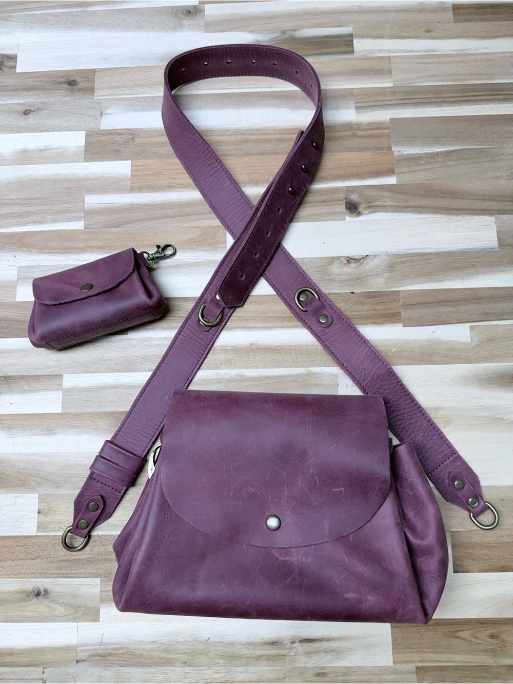Women’s Leather Crossbody Bag in Plum - Picture 14 of 14